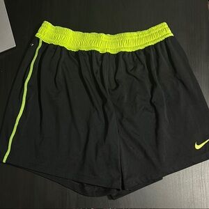 Nike Black and Neon Green Athletic Shorts